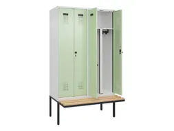 PBM-locker met bank,HxBxD 2120x1200x815mm,4vak,vak B 300mm