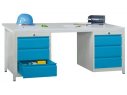 Werkplaatsbureau Bxdxh 1700x800x720mm 6laden Ral7035 Front Ral5012