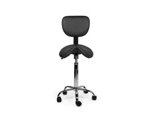 Zadelkruk Office rugleuning medium harde wielen zwart