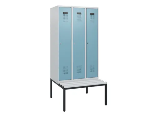 locker met bank,HxBxD 1950x900x815mm,3vak,vak B 300mm,cilinderslot