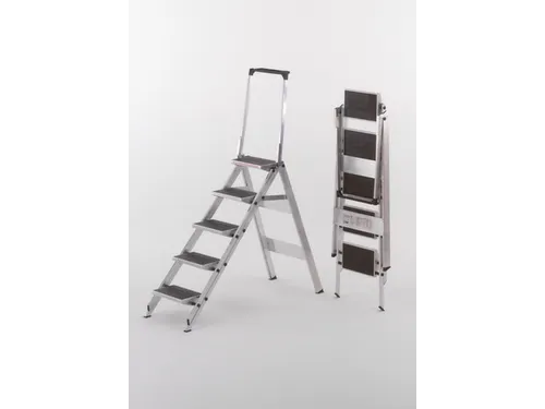 Veiligheids-vouwtrap Aluminium H 1150mm 5treden Beugel Rubberen Laag