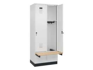 locker met bank,HxBxD 1950x800x815mm,2vak,vak B 400mm,draaigrendel - 1