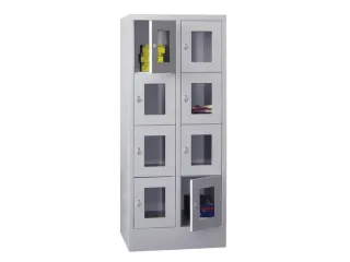 lockerkast,HxBxD 1518x600x500mm,2x4vakken,RAL7035,front RAL5010 - 1