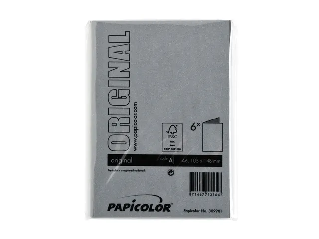Correspondentiekaart Papicolor dubbel 105x148mm ravenzwart pak à 6 st