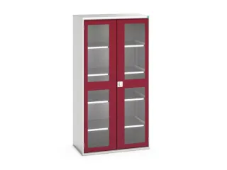 vitrinekast 2000x1050x550mm 4xStalen bodem romp RAL7035 front RAL3004 - 1