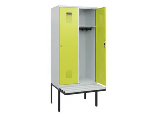 locker met bank,HxBxD 1950x800x815mm,2vak,vak B 400mm,cilinderslot - 1