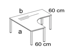 bureau à retour à hauteur réglable HxlxP 720-840x1600x1600mm NE-ér