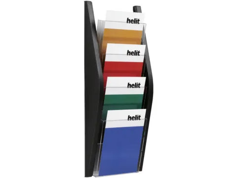 wandfolderhouder HxBxD 540x220x80mm 4xDIN A5 transparant zwart