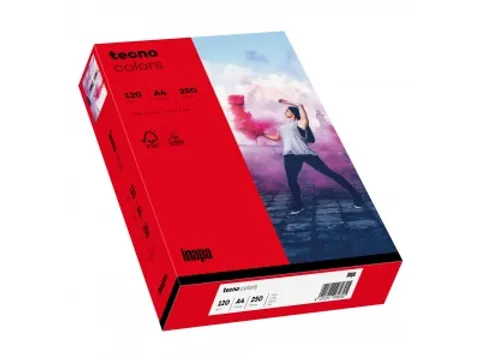 Inapa Tecno colors Gekleurd papier A4 Intens Rood 120 gram 250 vel