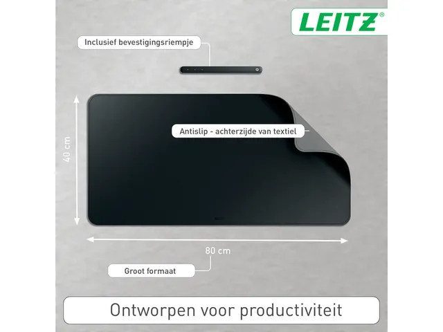 Bureau-onderlegger Leitz 80x40cm oprolbaar zwart
