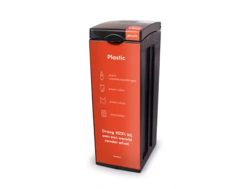 Bonton Afvalbak Original Plastic met Dichte Deksel 70 Liter Zwart Rood