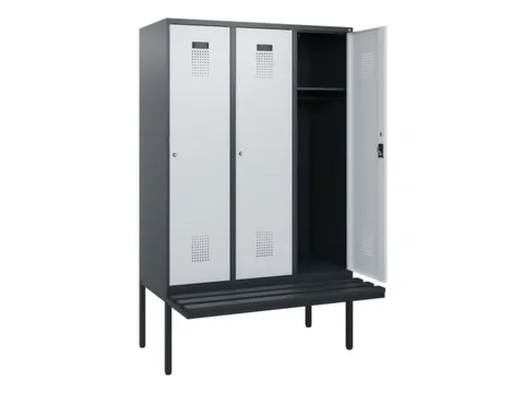 locker met bank,HxBxD 1950x1200x815mm,3vak,vak B 400mm,cilinderslot