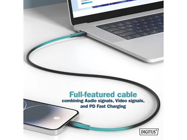USB siliconen aansluitkabel USB-C USB-C 2m USB 4.0 Gen2 20G 240W 8K