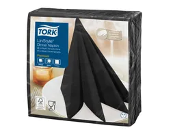 Linstyle servet 39x39cm zwart 1/4 vouw 1-laags 12x50 stuks