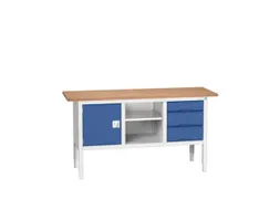 werkbank,HxBxD 830-930x1750x600mm,multiplexblad,uitrusting: 3laden