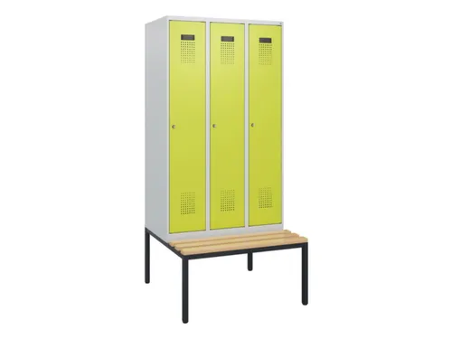 locker met bank,HxBxD 1950x900x815mm,3vak,vak B 300mm,cilinderslot