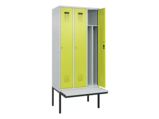 locker met bank,voor scheiding van kleding,HxBxD 2120x900x815mm,3vak - 1