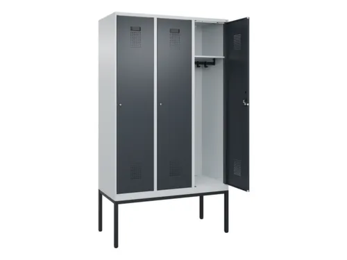 locker,HxBxD 2120x1200x500mm,3vak,vak B 400mm,cil.-slot,voetonderstel