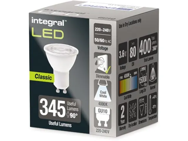 Integral GU10 LED Spot Dimbaar 4000K Koel Wit 3,6W 400 lumen