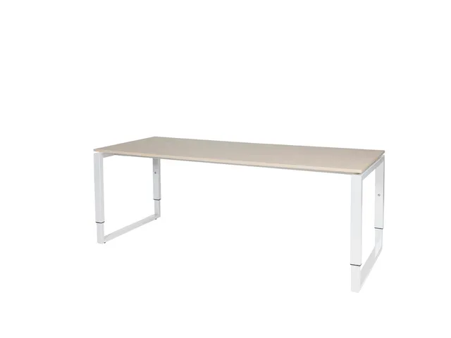 Domino Plus Bureau Hoogte Verstelbaar 2000x800mm Grijs 25mm Wit O-Poot