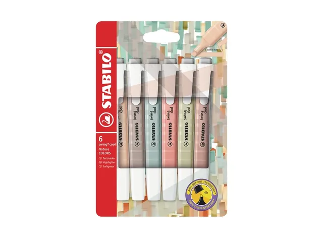 Markeerstift STABILO Swing cool nature assorti 6 stuks