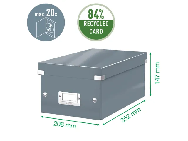 Dvd-box Leitz Click & Store 206x147x352mm Zwart 84% gerecycled karton