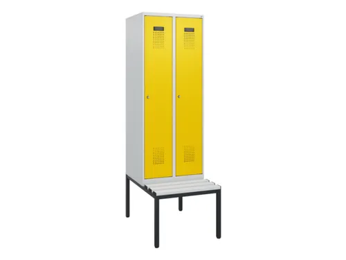 locker met bank,HxBxD 1950x600x815mm,2vak,vak B 300mm,cilinderslot
