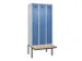 locker met bank,voor scheiding van kleding,HxBxD 2120x900x815mm,3vak