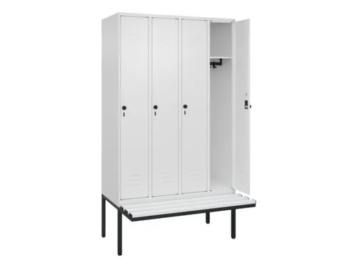 locker met bank,HxBxD 2120x1200x815mm,4vak,vak B 300mm,draaigrendel