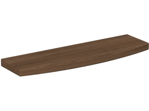 Gebogen tassenplank,v. balie,BxD 500x150mm,hout,notenboom