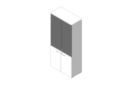 Vitrinekast 2000X900X450Mm Glazen Deuren 4Xhouten Vloer Aluminium Wit