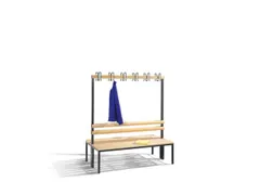 Omkleedbank L 1500Mm Houten Zitlatten Dubbelzijdige Hakenlijst Ral7021