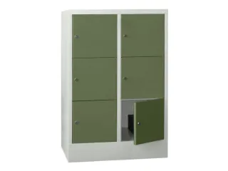 lockerkast,HxBxD 1187x800x500mm,2x3vakken,RAL7035,front RAL6011 - 2