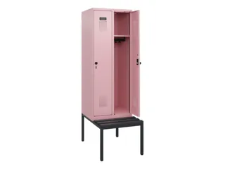 locker met bank,HxBxD 1950x600x815mm,2vak,vak B 300mm,draaigrendel - 1
