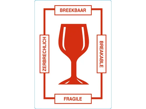 Etiket 75x105mm Breekbaar Glas Rol 1000 Etiketten