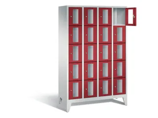 Lockerkast 1850x1190x500mm 4x5 vakken Cilinderslot Poten, RAL3003 - 1