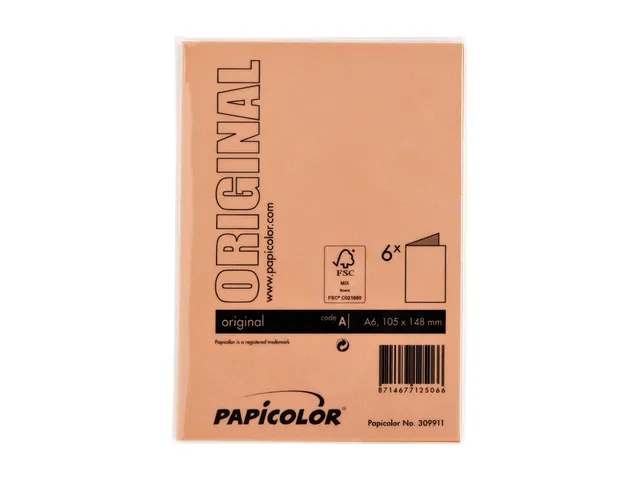 Correspondentiekaart Papicolor dubbel 105x148mm oranje pak à 6 stuks
