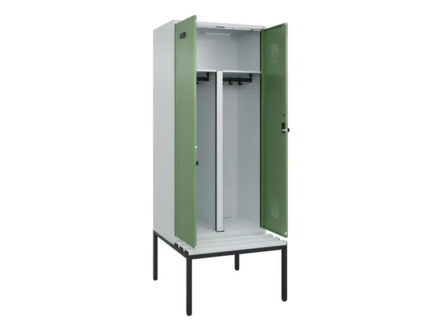 PBM-locker met bank,HxBxD 2120x800x815mm,2vak,vak B 400mm,draaigrendel