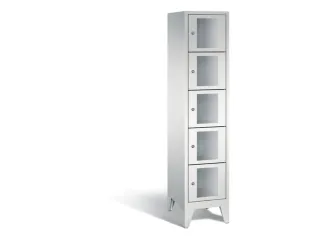Lockerkast 1850x420x500mm 1x5 vakken Cilinderslot Poten, RAL7035 - 2