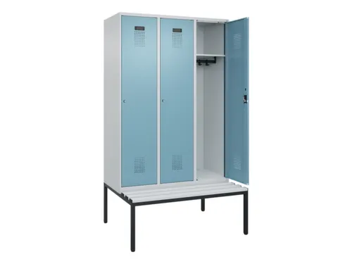 locker met bank,HxBxD 2120x1200x815mm,3vak,vak B 400mm,cilinderslot