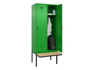 locker met bank,HxBxD 2120x800x815mm,2vak,vak B 400mm,draaigrendel - 1