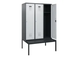 locker met bank,HxBxD 1950x1200x815mm,3vak,vak B 400mm,cilinderslot