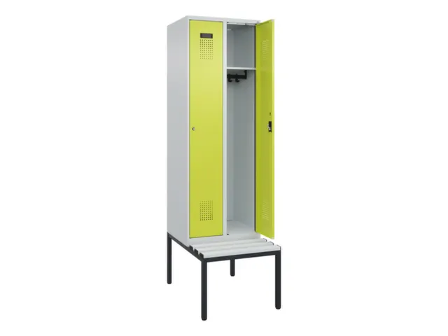 locker met bank,HxBxD 2120x600x815mm,2vak,vak B 300mm,cilinderslot