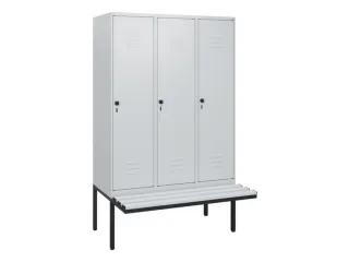 locker met bank,HxBxD 1950x1200x815mm,3vak,vak B 400mm,draaigrendel - 1
