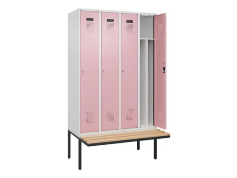 locker met bank,voor scheiding van kleding,HxBxD 2120x1200x815mm,4vak