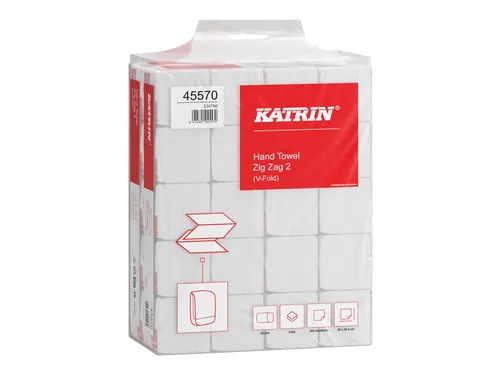 Handdoek Katrin Classic Zigzag 45570 2-laags 23x23cm wit 20x200st