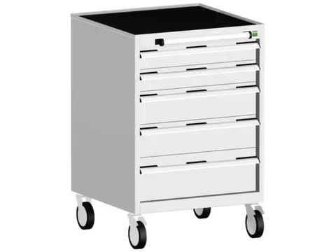 ladekast verrijdbaar 980x650x650mm 5laden romp RAL7035 front RAL7035