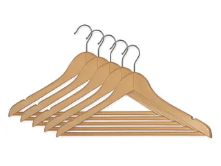 Kledinghanger hout met broekstang 5x - 1