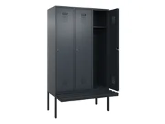 locker met bank,HxBxD 2120x1200x815mm,3vak,vak B 400mm,cilinderslot