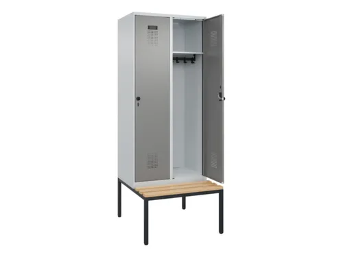 locker met bank,HxBxD 2120x800x815mm,2vak,vak B 400mm,draaigrendel
